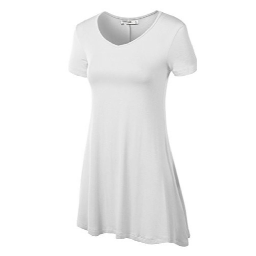 Tunic Top - Short Sleeve White